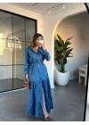TENCEL DENİM ÖRGÜ KEMERLİ ELBİSE 7572