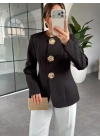 SİYAH GOLD GÜL DÜĞMELİ BELDEN OTURTMALI CEKET
