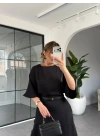 SİYAH YARASA KOL MAXİ ELBİSE