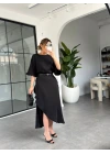 SİYAH YARASA KOL MAXİ ELBİSE