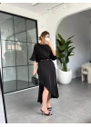 SİYAH YARASA KOL MAXİ ELBİSE