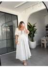 EKRU DANTEL DETAYLI BRODE ELBİSE 8808