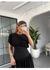 SİYAH KORSAJLI MİDİ ELBİSE 0785