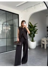 KAHVE KEMERLİ YELEK PANTOLON TAKIM 9716