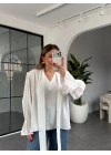 BEYAZ YAKASI BAĞLAMALI VATKALI BLUZ 1016