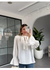 BEYAZ YAKASI BAĞLAMALI VATKALI BLUZ 1016