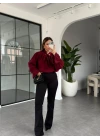 BORDO YAKASI BAĞLAMALI VATKALI BLUZ 1016