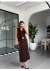 KAHVE ZR TOKALI ELBİSE 8381