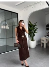 KAHVE ZR TOKALI ELBİSE 8381