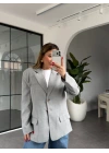 GRİ ÇİFT CEPLİ KRUVAZE YAKA CEKET
