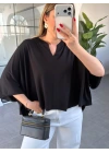 SİYAH KISA KOL MODAL BLUZ 30675