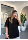 SİYAH KOLLARI VE SIRTI DANTELLİ T-SHİRT 1073