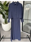 LACİVERT GÖMLEK ELBİSE İKİLİ TAKIM