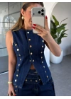 ZIMBA DETAYLI DENİM YELEK