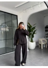 FÜME ASİMETRİK DÜĞMELİ GÖMLEK PANTOLON TAKIM 51335
