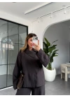 FÜME ASİMETRİK DÜĞMELİ GÖMLEK PANTOLON TAKIM 51335