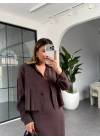ACI KAHVE GÖMLEK ELBİSE İKİLİ TAKIM