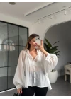 BEYAZ OVERSİZE TRANSPARAN GÖMLEK