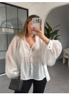BEYAZ OVERSİZE TRANSPARAN GÖMLEK