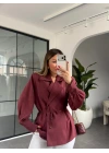BORDO VATKALI KİMONO GÖMLEK 5029