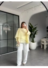 AÇIK SARI UÇUŞAN PELERİN BLUZ 5026