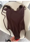 KAHVE DANTEL DETAYLI BODYSUİT