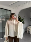 EKRU YARASA KOL KUŞAKLI BLUZ
