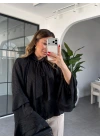 SİYAH KOLLARI VOLANLI BLUZ 5059