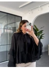 SİYAH KOLLARI VOLANLI BLUZ 5059