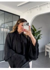 SİYAH KOLLARI VOLANLI BLUZ 5059