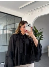 SİYAH KOLLARI VOLANLI BLUZ 5059