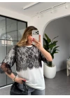 ÜST KISMI DANTEL DETAYLI T-SHİRT