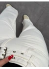 BEYAZ BAGGY ÇİFT KEMER DETAYLI JEAN 8263
