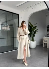 TAŞ KEMERLİ PREMİUM KALİTE MODAL GÖMLEK ELBİSE 3270