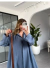 İNDİGO KEMERLİ PREMİUM KALİTE MODAL GÖMLEK ELBİSE 3270