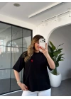SİYAH KALP NAKIŞLI T-SHİRT 261045