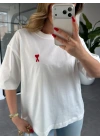 BEYAZ KALP NAKIŞLI T-SHİRT 261045