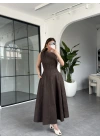 KAHVE KOT GODELİ ELBİSE 9672