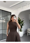 KAHVE KOT GODELİ ELBİSE 9672