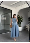 MAVİ KOT GODELİ ELBİSE 9672