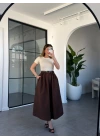 BEJ- KAHVE KISA KOL KEMERLİ ELBİSE