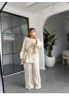 TAŞ KEMİK TOKALI BLUZ PANTOLON TAKIM 51346