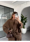 KAHVE KEMİK TOKALI BLUZ PANTOLON TAKIM 51346