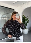 SİYAH PUANTİYELİ ŞİFON BLUZ