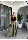 HAKİ KEMERLİ PANTOLON ETEK