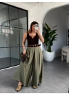 HAKİ KEMERLİ PANTOLON ETEK