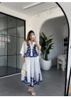 BEYAZ MAVİ NAKIŞLI PREMİUM ETEK TAKIM 247165