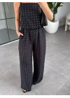 SİYAH EKRU PUANTİYELİ SATEN TAKIM 8568