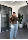 HAKİ OMUZ DETAYLI TENCEL BLUZ 3264