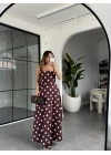 KAHVE KALIN ASKILI PUANTİYE ELBİSE 0920